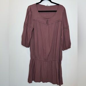 Etam dusty purple peasant dropped waist dress size medium